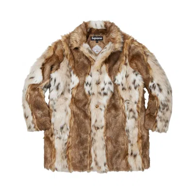 Pre-owned Supreme Lynx Faux Fur Windstopper Overcoat 'tan' | Men's Size Xl
