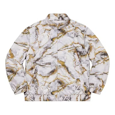 Supreme Marble Track Jacket 'white Gold Black' In Pattern