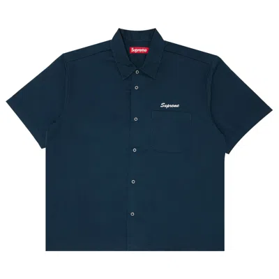 Pre-owned Supreme Margaret Keane Teardrop Short-sleeve Work Shirt 'light Navy' In Blue