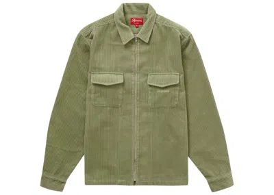 Pre-owned Supreme Men's  2tone Corduroy Zip Up Shirt In Green