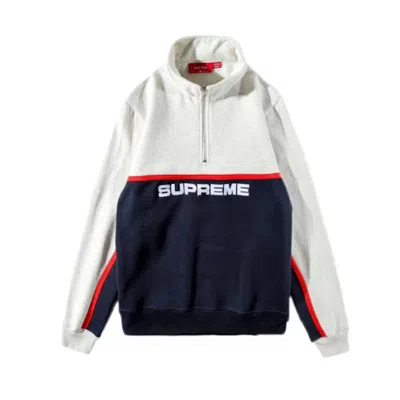 Pre-owned Supreme Men's  2tone Half Zip Sweatshirt In Navy Blue