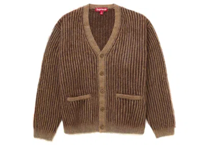 Pre-owned Supreme Men's  2tone Mohair Cardigan In Light Brown