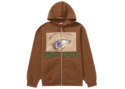 Pre-owned Supreme Men's  Aeon Flux Zip Up Hooded Sweatshirt In Brown