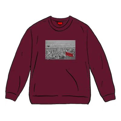 Pre-owned Supreme Men's  Aerial Crewneck Sweatshirt In Burgundy