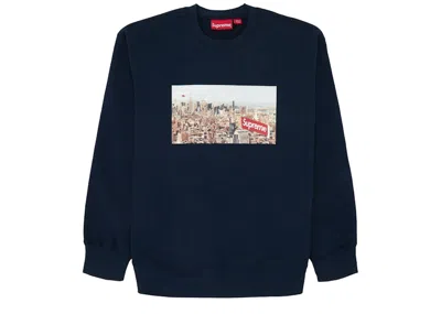 Pre-owned Supreme Men's  Aerial Crewneck Sweatshirt In Navy Blue