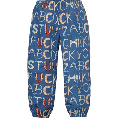 Pre-owned Supreme Men's  Alphabet Silk Pant In Navy Blue