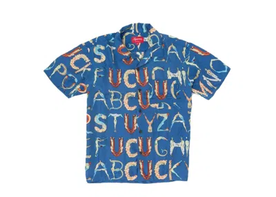 Pre-owned Supreme Men's  Alphabet Silk Shirt In Navy Blue