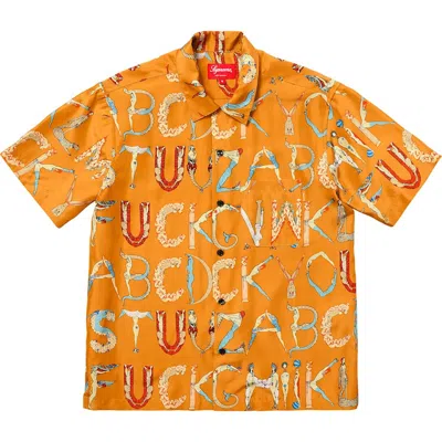 Pre-owned Supreme Men's  Alphabet Silk Shirt In Orange