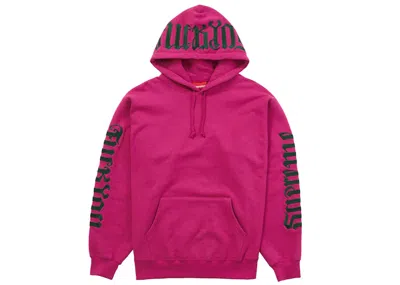 Pre-owned Supreme Men's  Ambigram Hooded Sweatshirt In Raspberry In Pink