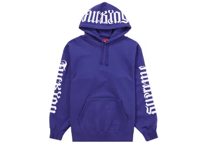 Pre-owned Supreme Men's  Ambigram Hooded Sweatshirt In Washed Navy Blue