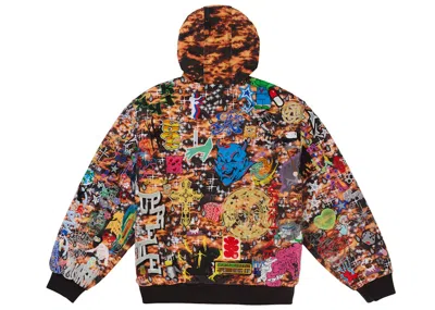 Pre-owned Supreme Men's  Aoi Embroidered Hooded Work Jacket In Flames In Orange