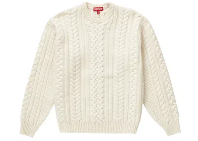 Pre-owned Supreme Men's  Appliqué Cable Knit Sweater In Ivory In White