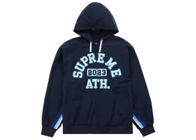 Pre-owned Supreme Men's  Appliqué Hooded Track Jacket In Navy Blue