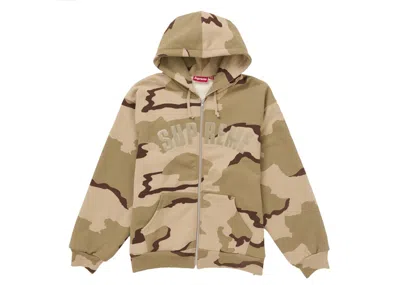 Pre-owned Supreme Men's  Arc Thermal Zip Up Hooded Sweatshirt In Desert Camo In Brown