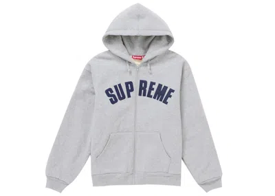 Pre-owned Supreme Men's  Arc Thermal Zip Up Hooded Sweatshirt In Heather Grey In Gray