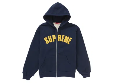 Pre-owned Supreme Men's  Arc Thermal Zip Up Hooded Sweatshirt In Navy Blue