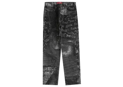 Pre-owned Supreme Men's  Archive Denim Jacquard Regular Jean In Black