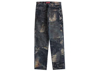 Pre-owned Supreme Men's  Archive Denim Jacquard Regular Jean In Blue