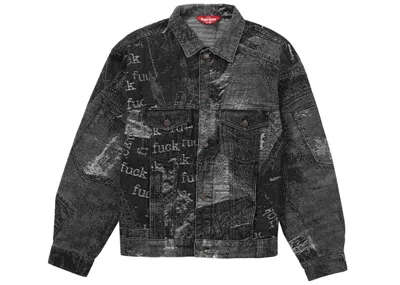 Pre-owned Supreme Men's  Archive Denim Jacquard Trucker Jacket In Black