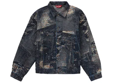 Pre-owned Supreme Men's  Archive Denim Jacquard Trucker Jacket In Blue