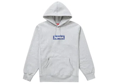 Pre-owned Supreme Men's  Bandana Box Logo Hooded Sweatshirt In Heather Grey