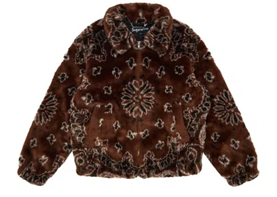 Pre-owned Supreme Men's  Bandana Faux Fur Bomber Jacket In Brown