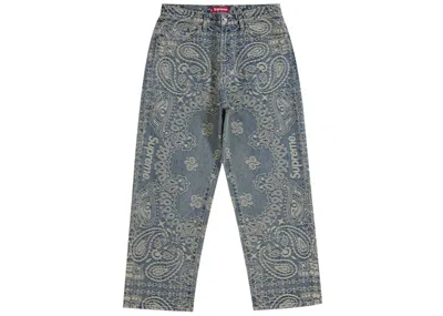 Pre-owned Supreme Men's  Bandana Jacquard Baggy Jean In Blue