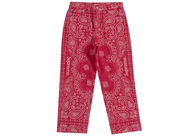 Pre-owned Supreme Men's  Bandana Jacquard Baggy Jean In Red