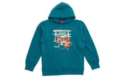 Pre-owned Supreme Men's  Barrington Levy Jah Life Shaolin Temple Hooded Sweatshirt In Teal