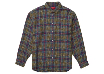 Pre-owned Supreme Men's  Basket Weave Plaid Shirt In Yellow