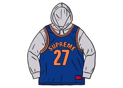 Pre-owned Supreme Men's  Basketball Jersey Hooded Sweatshirt In Ash Grey