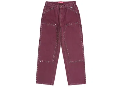 Pre-owned Supreme Men's  B.b. Simon Studded Double Knee Painter Pant In Burgundy