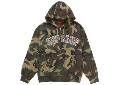 Pre-owned Supreme Men's  B.b. Simon Zip Up Hooded Sweatshirt In Woodland Camo In Multi