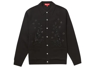 Pre-owned Supreme Men's  Beaded Applique Cardigan In Black
