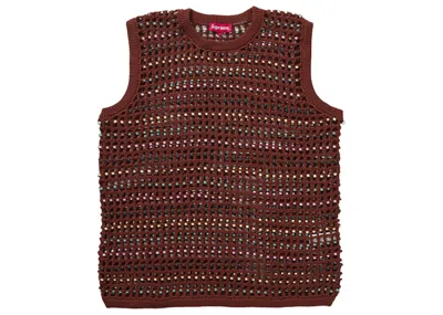 Pre-owned Supreme Men's  Beaded Sweater Vest In Brown