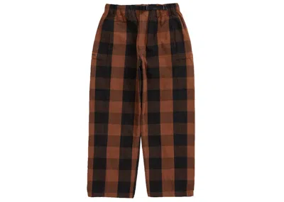 Pre-owned Supreme Men's  Belted Trail Pant In Brown Plaid