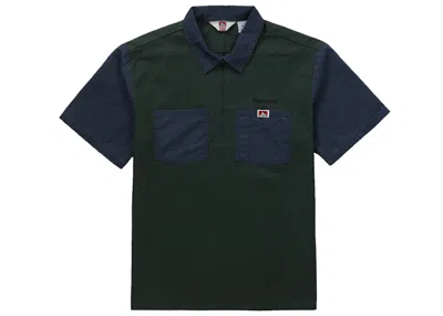 Pre-owned Supreme Men's  Ben Davis Half Zip Work Shirt In Navy Blue