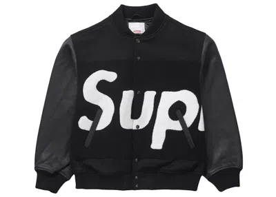 Pre-owned Supreme Men's  Big Logo Chenille Varsity Jacket In Black