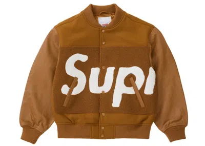 Pre-owned Supreme Men's  Big Logo Chenille Varsity Jacket In Mustard
