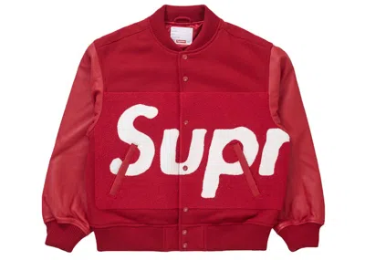 Pre-owned Supreme Men's  Big Logo Chenille Varsity Jacket In Red