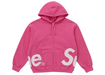 Pre-owned Supreme Men's  Big Logo Zip Up Hooded Sweatshirt In Magenta In Purple