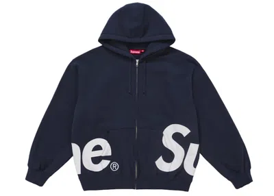 Pre-owned Supreme Men's  Big Logo Zip Up Hooded Sweatshirt In Navy Blue