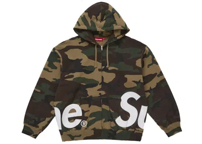 Pre-owned Supreme Men's  Big Logo Zip Up Hooded Sweatshirt In Woodland Camo In Multi