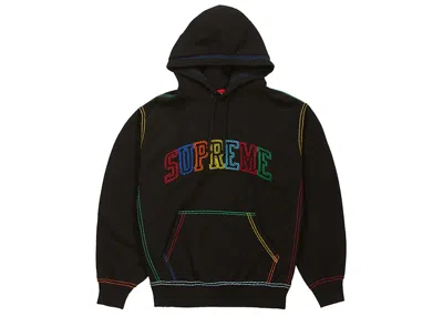 Pre-owned Supreme Men's  Big Stitch Hooded Sweatshirt In Black