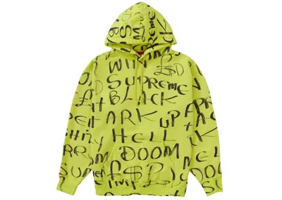 Pre-owned Supreme Men's  Black Ark Hooded Sweatshirt In Fluorescent Yellow