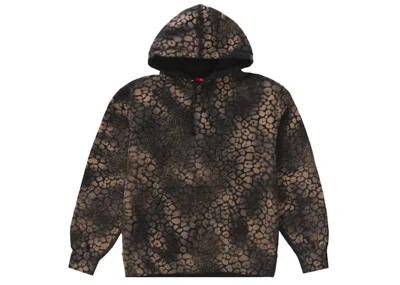 Pre-owned Supreme Men's  Bleached Leopard Hooded Sweatshirt In Black
