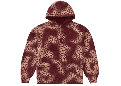 Pre-owned Supreme Men's  Bleached Leopard Hooded Sweatshirt In Cardinal
