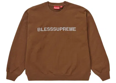 Pre-owned Supreme Men's  Bless Crewneck Sweatshirt In Brown