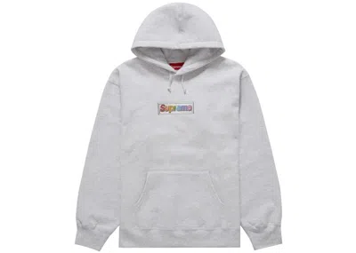 Pre-owned Supreme Men's  Bling Box Logo Hooded Sweatshirt In Ash Grey In Gray