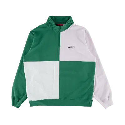 Pre-owned Supreme Men's  Blocked Half Zip Sweatshirt In Light Pine In Green